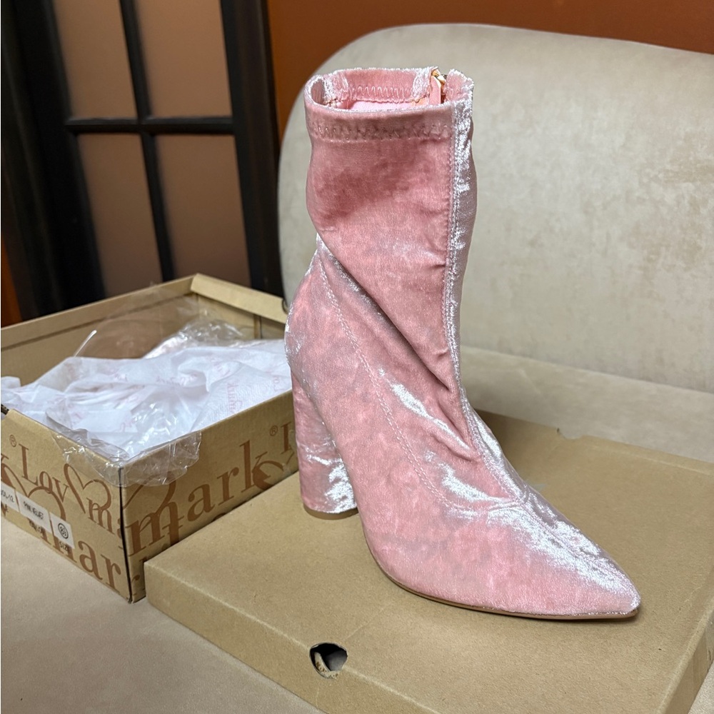 Mirasol Blush Velvet Ankle Booties